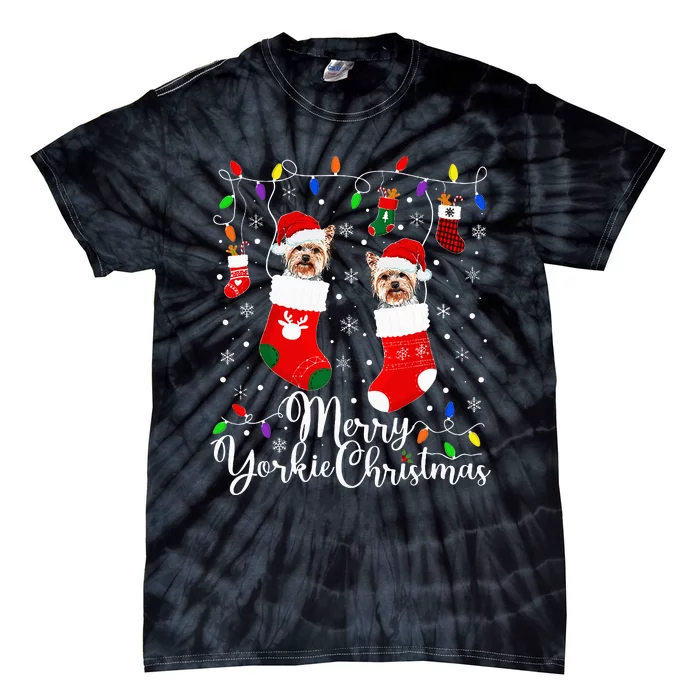 Merry Yorkie Christmas Yorkshire Terrier Xmas Party Tie-Dye T-Shirt