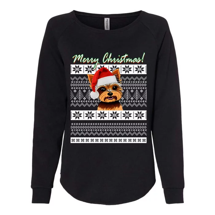 Merry Yorkie Christmas Ugly Sweater Yorkshire Terrier Xmas Funny Gift Womens California Wash Sweatshirt