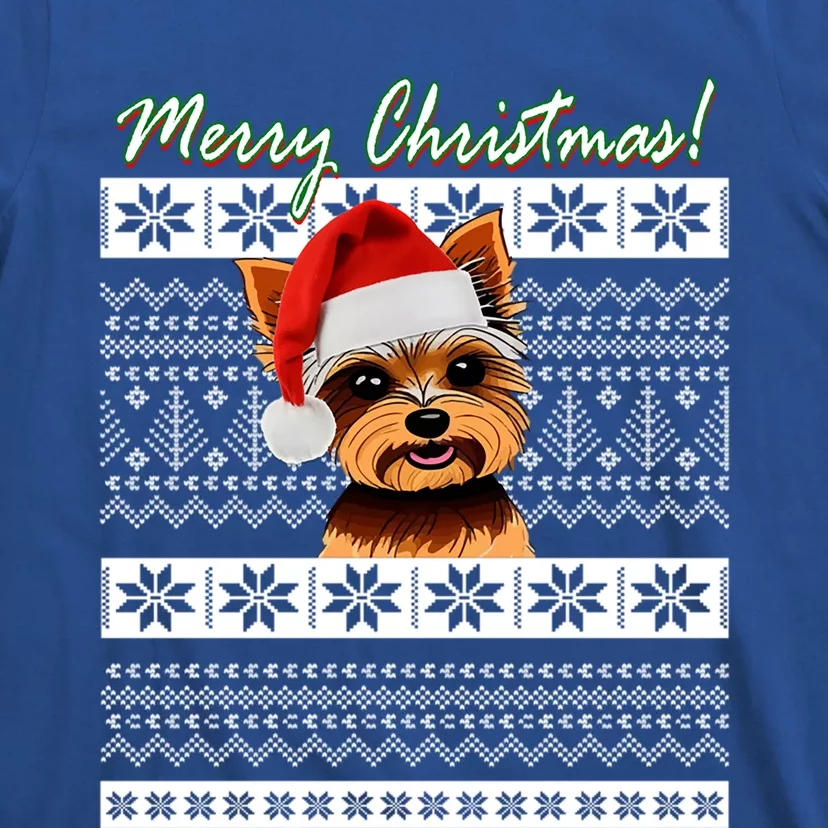 Merry Yorkie Christmas Ugly Sweater Yorkshire Terrier Xmas Funny Gift T-Shirt