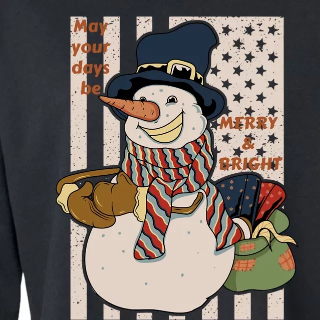 May Your Days Be Merry And Bright Happy Snowman Christmas Hoodie Cropped Pullover Crew