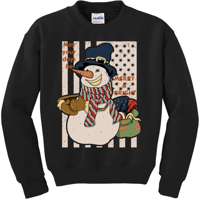 May Your Days Be Merry And Bright Happy Snowman Christmas Hoodie Kids Sweatshirt