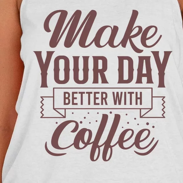 Make Your Day Better With Coffee Women's Knotted Racerback Tank