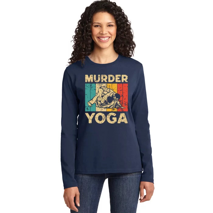 Murder Yoga Funny Vintage BJJ Brazilian Jiu Jitsu Ladies Long Sleeve Shirt