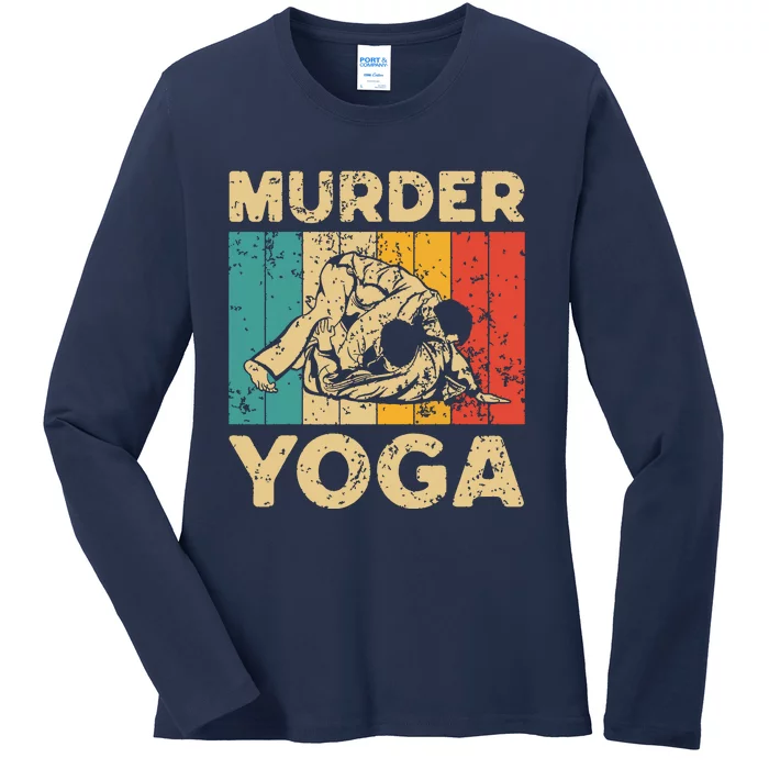 Murder Yoga Funny Vintage BJJ Brazilian Jiu Jitsu Ladies Long Sleeve Shirt