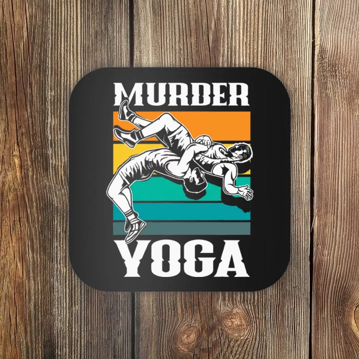 Murder Yoga Funny Retro Vintage Wrestler Wrestling Coaster