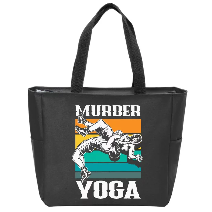 Murder Yoga Funny Retro Vintage Wrestler Wrestling Zip Tote Bag