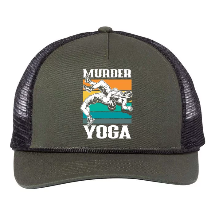 Murder Yoga Funny Retro Vintage Wrestler Wrestling Cool Gift Retro Rope Trucker Hat Cap