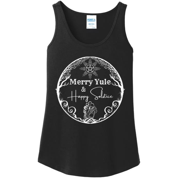 Merry Yule Happy Solstice Vintage Christmas Goth Holiday Ladies Essential Tank