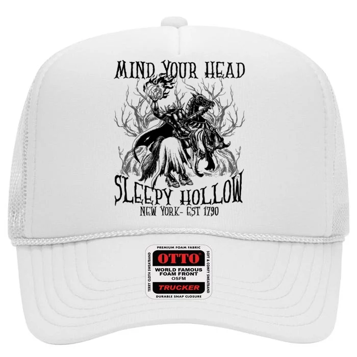 Mind Your Head Headless Horseman Est 1790 Headless Horseman Horror High Crown Mesh Trucker Hat