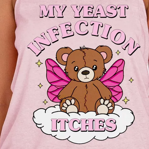 My Yeast Infection Itches Funny Meme Women's Knotted Racerback Tank