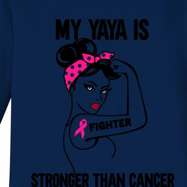 My Yaya Is Stronger Than Cancer Breast Cancer Cute Gift Baby Long Sleeve Bodysuit