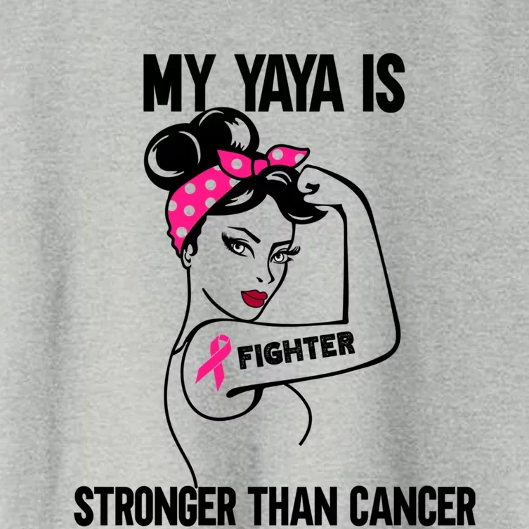 My Yaya Is Stronger Than Cancer Breast Cancer Cute Gift Women's Crop Top Tee