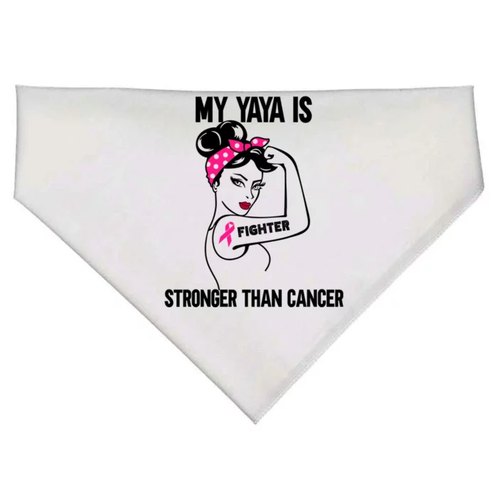 My Yaya Is Stronger Than Cancer Breast Cancer Cute Gift USA-Made Doggie Bandana