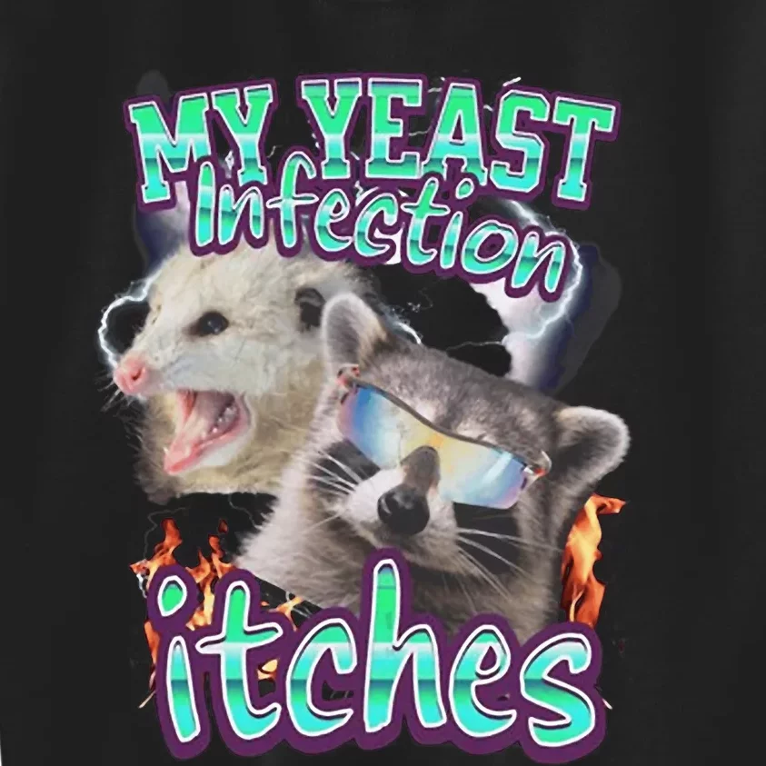 My Yeast Infection Itches Opossum Raccoon Kids Sweatshirt