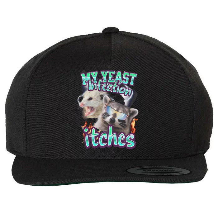 My Yeast Infection Itches Opossum Raccoon Wool Snapback Cap