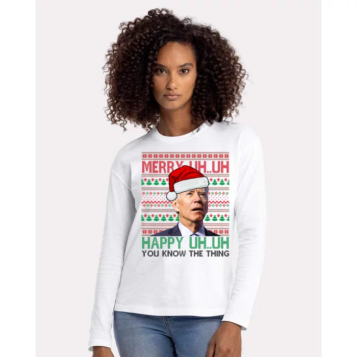 Merry You Know The Thing Funny Joe Biden Christmas Womens Cotton Relaxed Long Sleeve T-Shirt