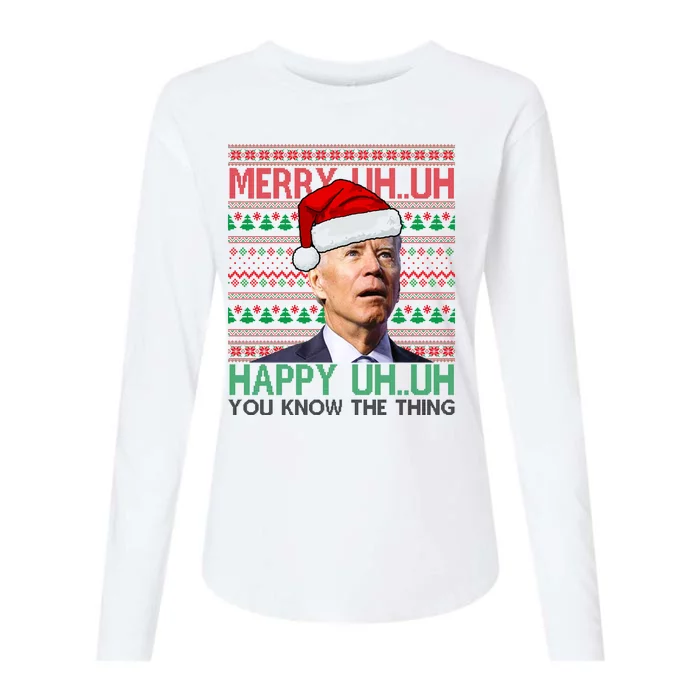 Merry You Know The Thing Funny Joe Biden Christmas Womens Cotton Relaxed Long Sleeve T-Shirt