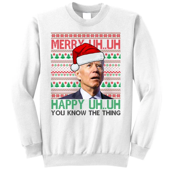 Merry You Know The Thing Funny Joe Biden Christmas Sweatshirt