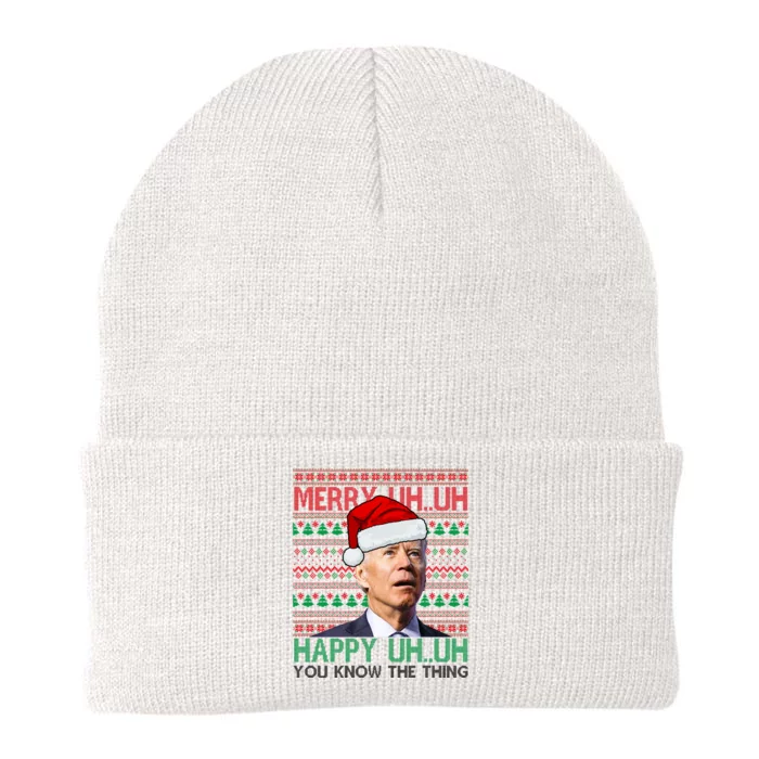 Merry You Know The Thing Funny Joe Biden Christmas Knit Cap Winter Beanie