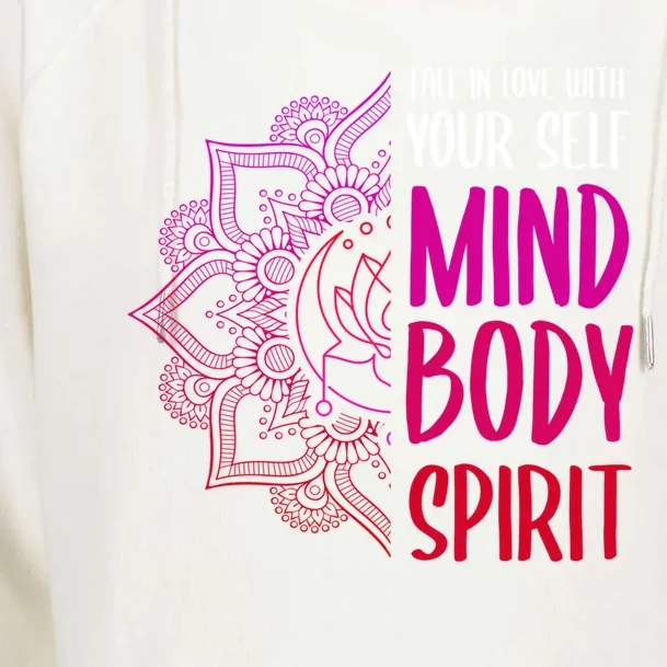 Magic Yoga Love Your Self Meditation Spirit Henna Lotus Gift Womens Funnel Neck Pullover Hood