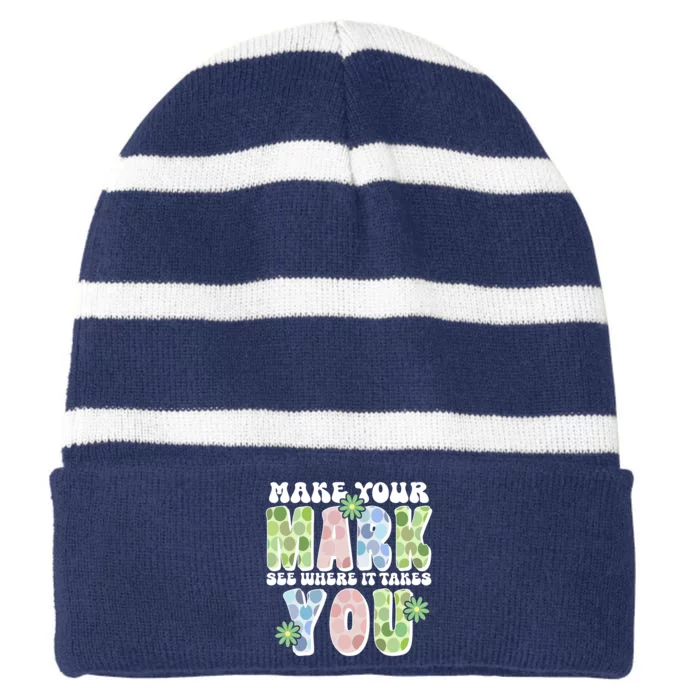 Mark Your Mark See Where It Takes You Dot Day Striped Beanie with Solid Band