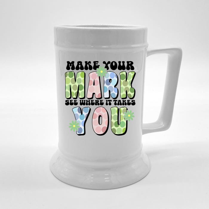 Mark Your Mark See Where It Takes You Dot Day Front & Back Beer Stein