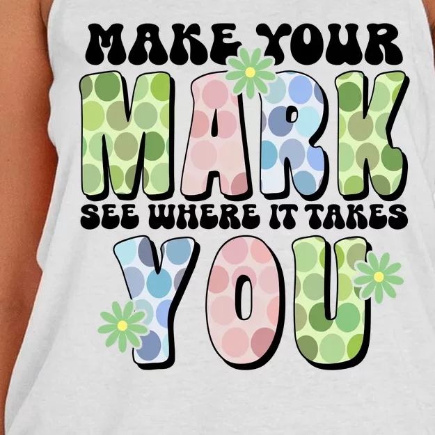 Mark Your Mark See Where It Takes You Dot Day Women's Knotted Racerback Tank