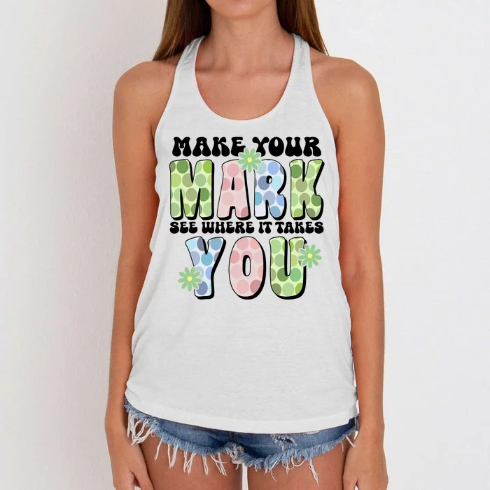 Mark Your Mark See Where It Takes You Dot Day Women's Knotted Racerback Tank