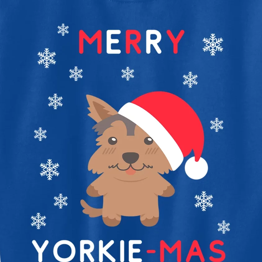 Merry Yorkie Mas Funny Christmas Yorkshire Terrier Xmas Gift Kids Sweatshirt