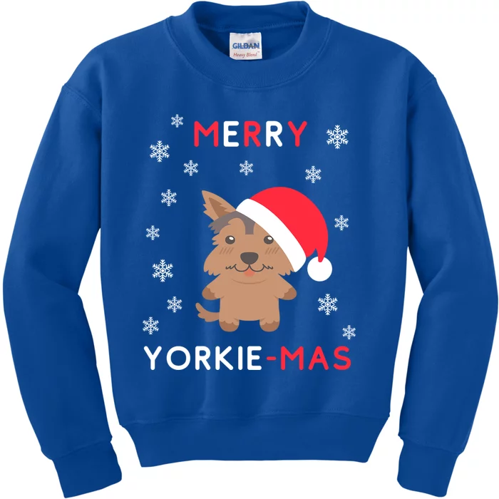 Merry Yorkie Mas Funny Christmas Yorkshire Terrier Xmas Gift Kids Sweatshirt