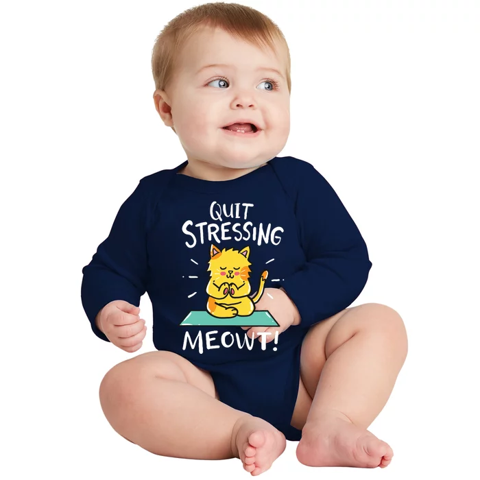 Meditation Yoga Meowt Cat Funny Cute Esoteric Gift Baby Long Sleeve Bodysuit