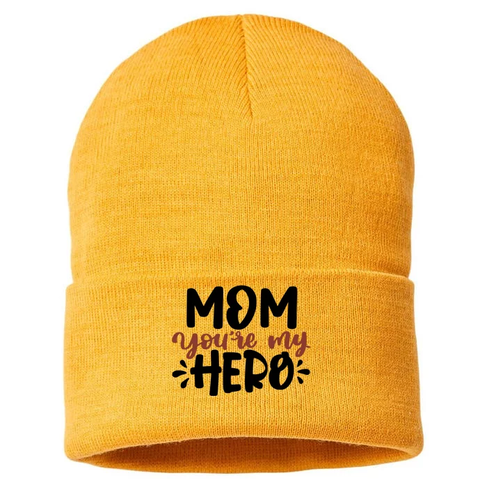 Mom You're My Hero Cute Gift Sustainable Knit Beanie