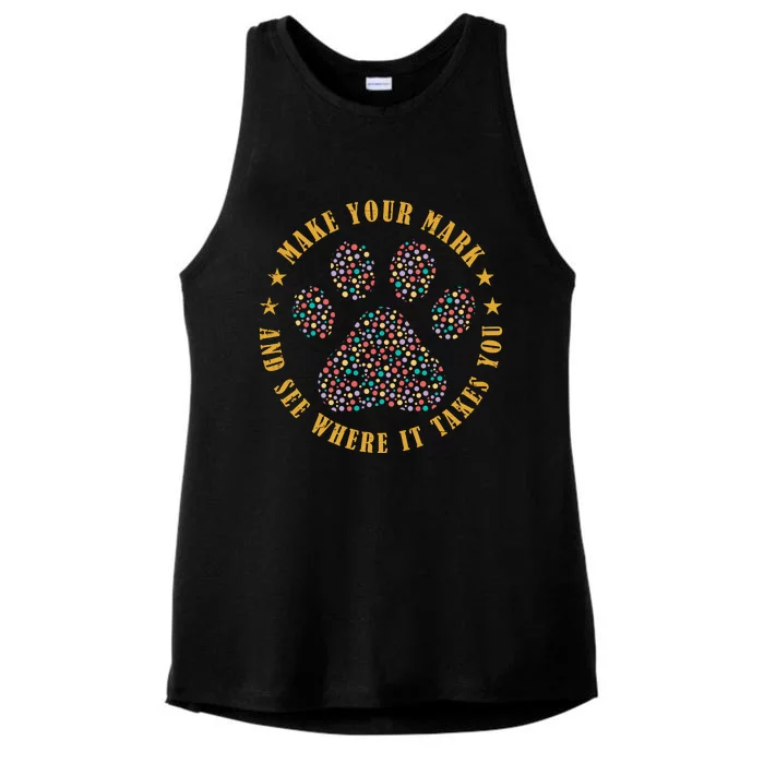 Make Your Mark Dot Day Paw Print Ladies Tri-Blend Wicking Tank