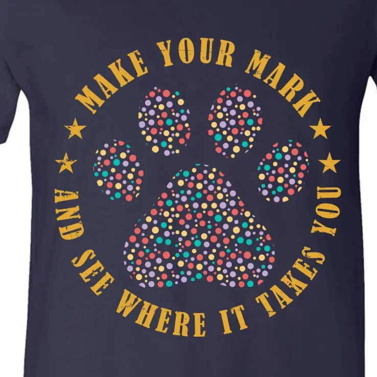 Make Your Mark Dot Day Paw Print V-Neck T-Shirt