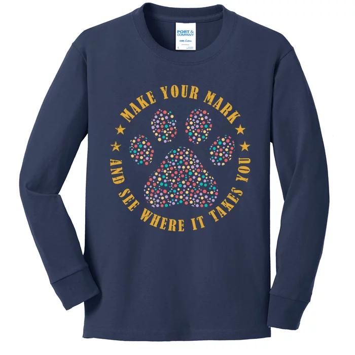 Make Your Mark Dot Day Paw Print Kids Long Sleeve Shirt