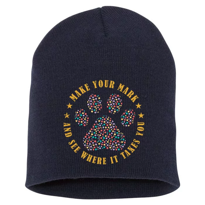 Make Your Mark Dot Day Paw Print Short Acrylic Beanie