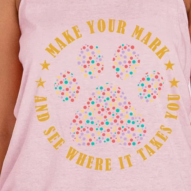 Make Your Mark Dot Day Paw Print Women's Knotted Racerback Tank