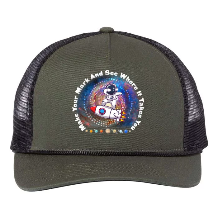 Mark Your Mark And See Where It Takes You International Dot Day Space Astronaut Retro Rope Trucker Hat Cap