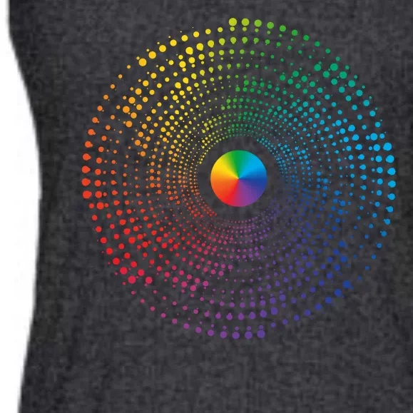 Make Your Mark International Dot Day Rainbow Polka Dot Swirl Ladies Essential Flowy Tank