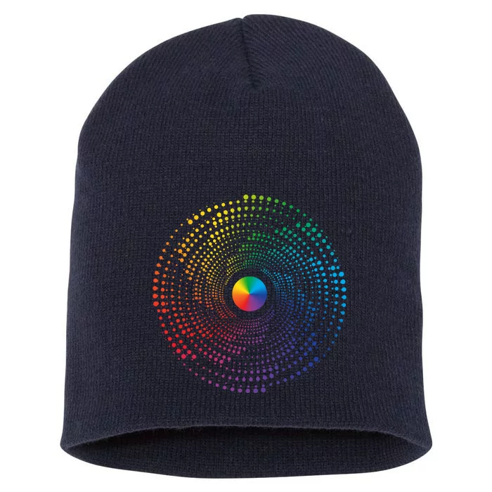 Make Your Mark International Dot Day Rainbow Polka Dot Swirl Short Acrylic Beanie