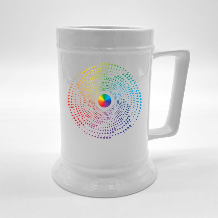 Make Your Mark International Dot Day Rainbow Polka Dot Swirl Front & Back Beer Stein