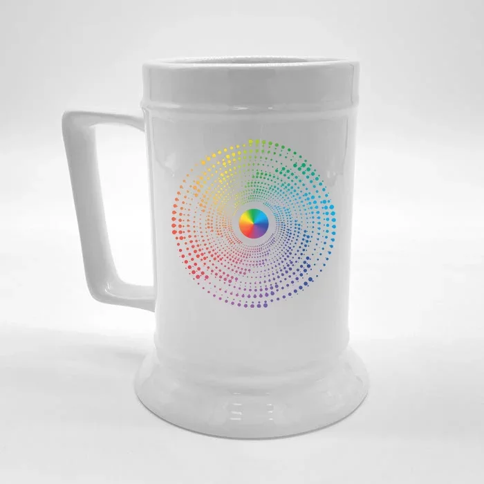 Make Your Mark International Dot Day Rainbow Polka Dot Swirl Front & Back Beer Stein