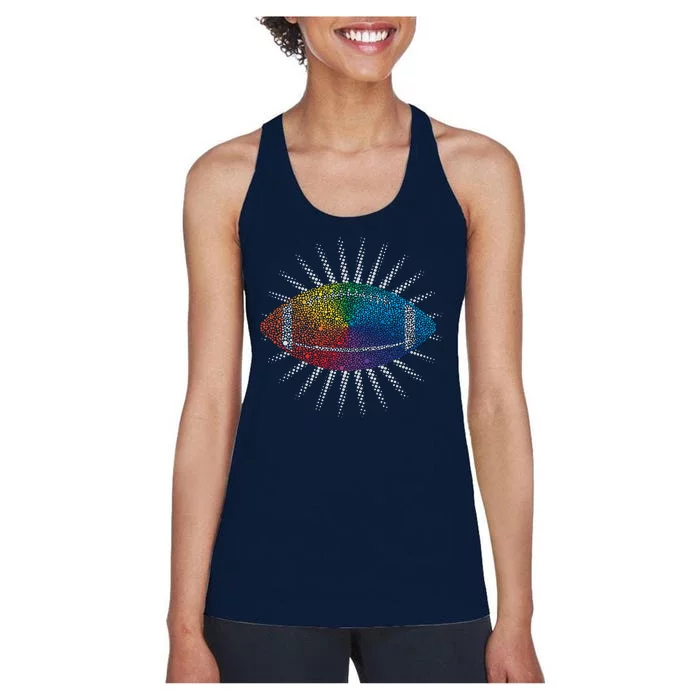 Make Your Mark International Dot Day Rainbow Football Women's Racerback Tank