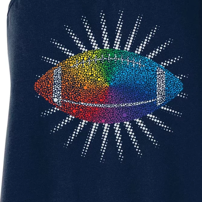 Make Your Mark International Dot Day Rainbow Football Women's Racerback Tank