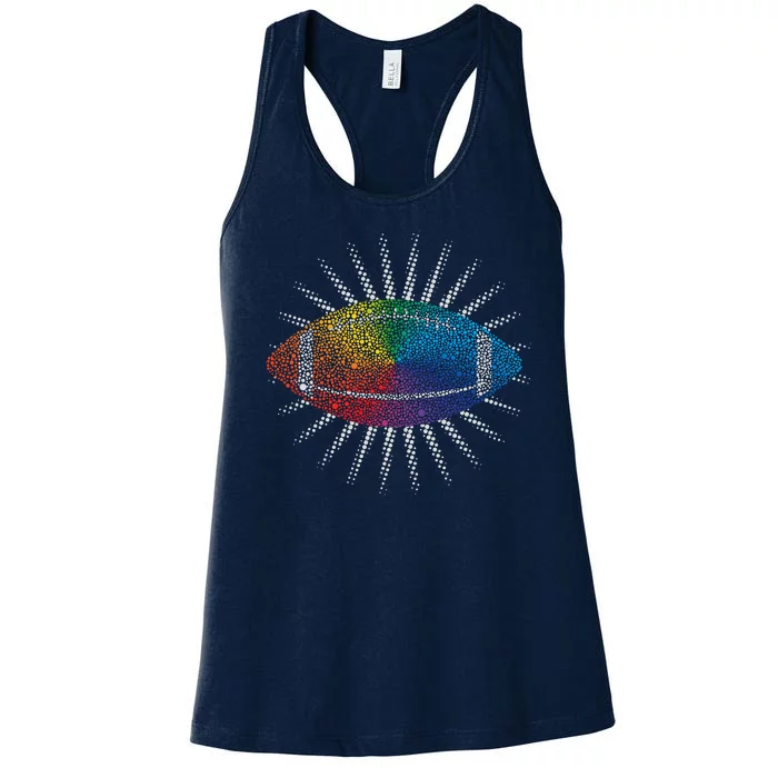 Make Your Mark International Dot Day Rainbow Football Women's Racerback Tank