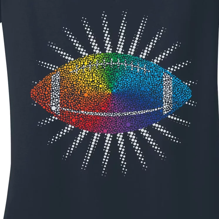 Make Your Mark International Dot Day Rainbow Football Women's V-Neck T-Shirt