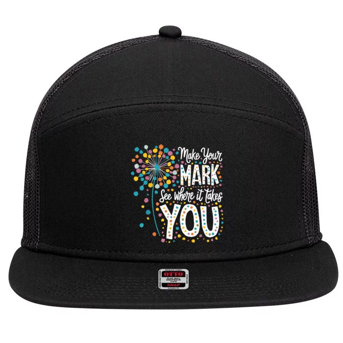 Make Your Mark Happy Dot Day 2024 Dandelion 7 Panel Mesh Trucker Snapback Hat