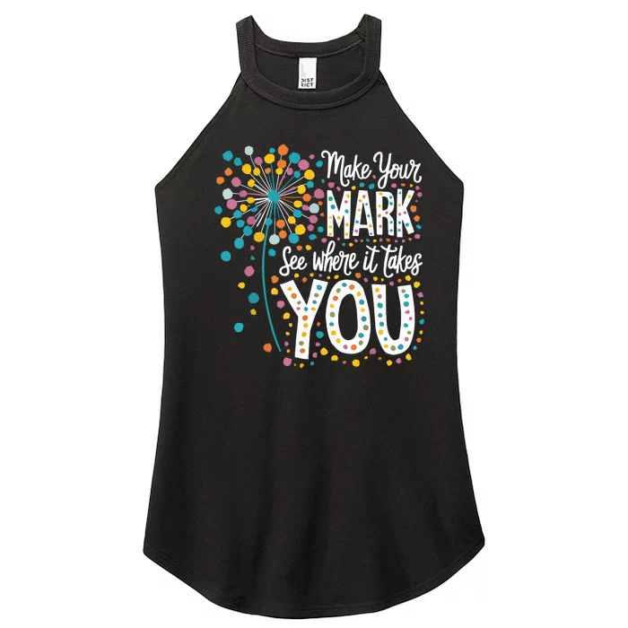 Make Your Mark Happy Dot Day 2024 Dandelion Women’s Perfect Tri Rocker Tank