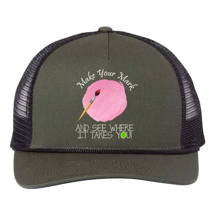 Make Your Mark And See Where It Takes You Dot Day Paint Brush Retro Rope Trucker Hat Cap