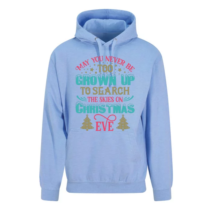 May You Never Be Too Grown Up To Search The Skies On Christmas Eve Unisex Surf Hoodie